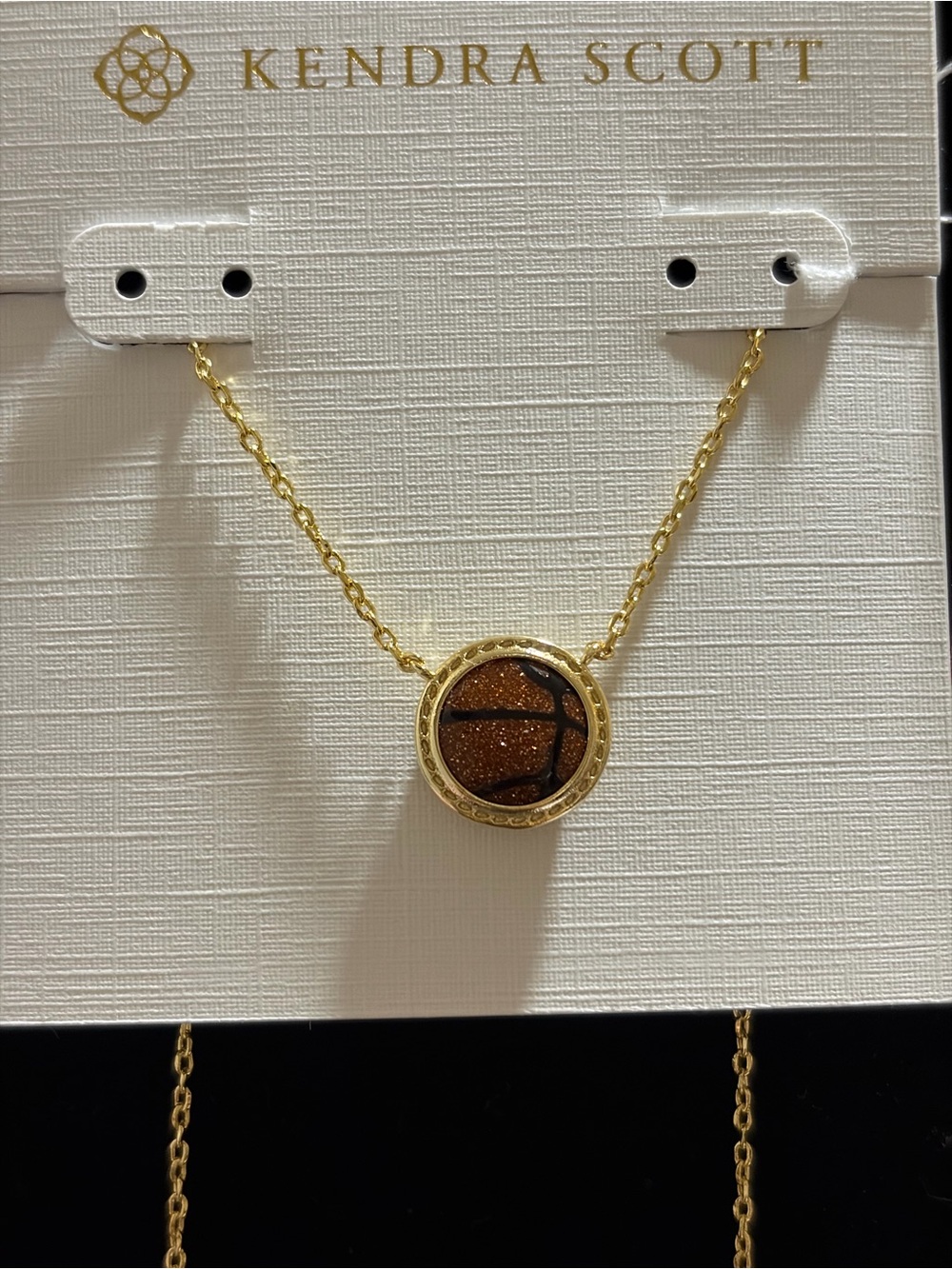 Kendra Scott Gold Necklace with Brown Glitter Disc